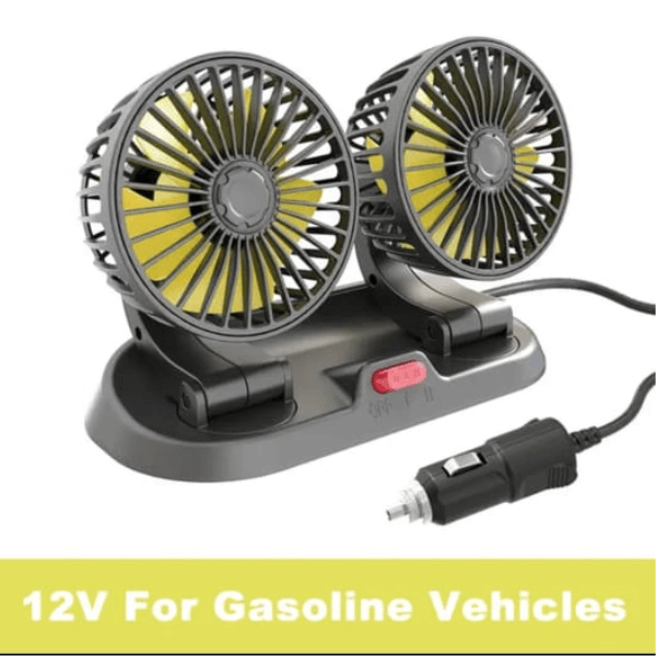 12V Car Fan 360 Degree Rotation Adjustable Dual Head Car Auto Cooling Air Fan