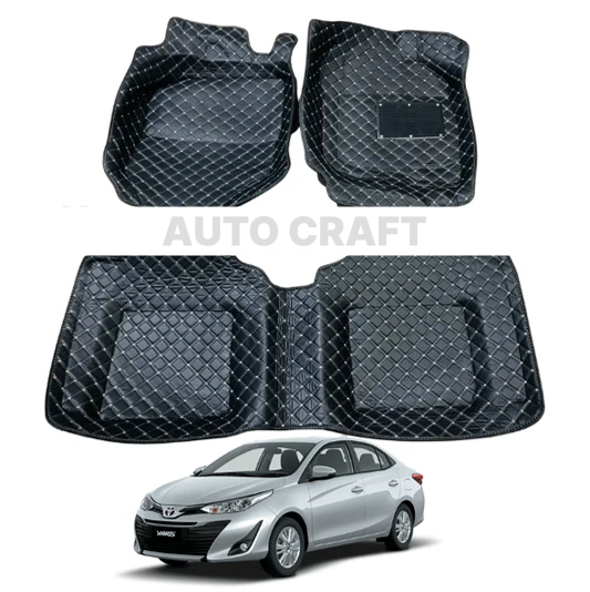 Toyota Yaris 6D Floor Mats | 3 Pcs | Yaris Best Floor Mats | Yaris 6D Floor