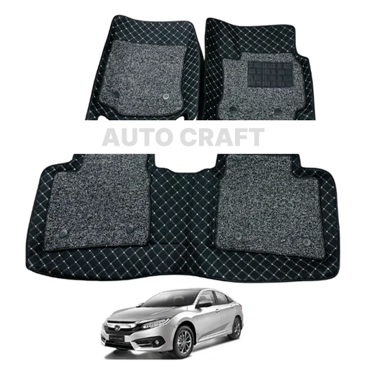 Honda Civic 8D Floor Mats | 3 Pcs | Model 2017-2023 | Civic Best Floor Mats | Civic 8D Floor