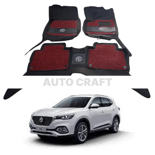 MG HS 9D Floor Mats with Red Grass | 3 Pcs | HS Best Floor Mats | HS 9D Floor