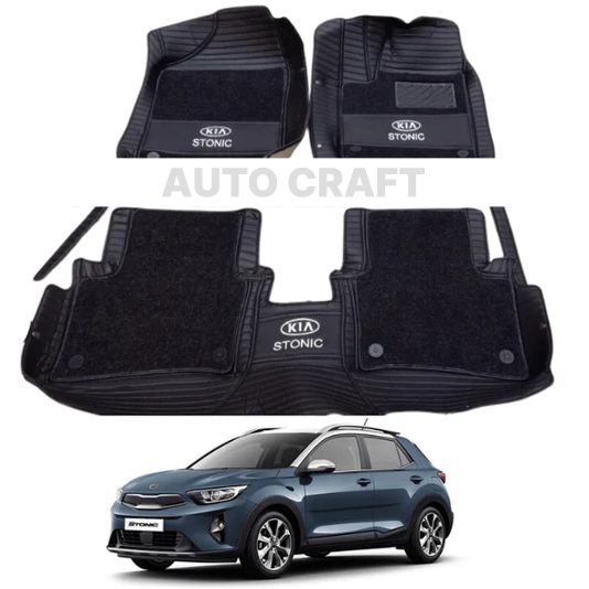 KIA Stonic 9D Floor Mats with Black Grass | 3 Pcs | Stonic Best Floor Mats | Stonic 9D Floor