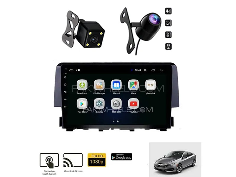 Honda Civic X 2016-2022 Android Screen Panel With Free 2 Cameras IPS Display 9 inch 1-16 GB