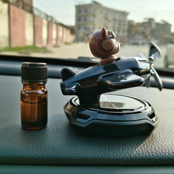 Car Dashboard Solar Air Freshener Aeroplane with Refill Perfume