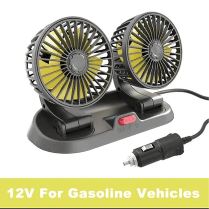 12V Car Fan 360 Degree Rotation Adjustable Dual Head Car Auto Cooling Air Fan
