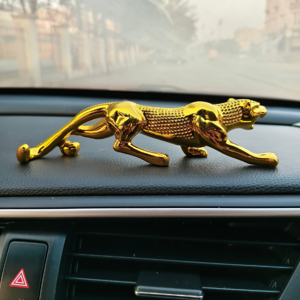 Leopard Golden Sculpture Dashboard Decoration With Double Tape