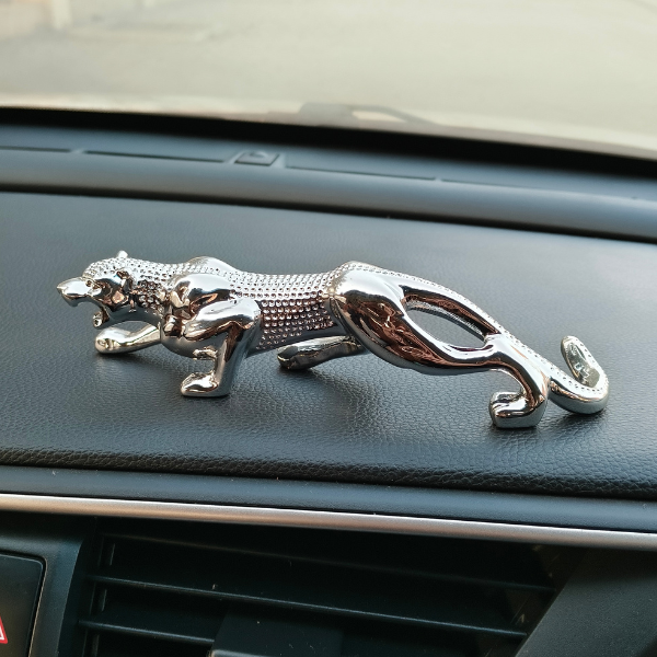 Leopard Silver Sculpture Dashboard Decoration With Double Tape
