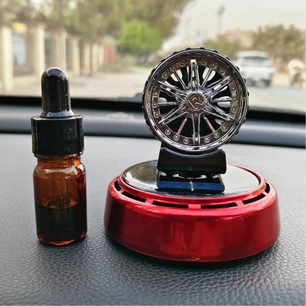 Car Dashboard Solar Air Freshener Wheel with Refill Perfume
