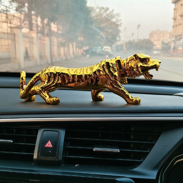 Lion Golden Sculpture with Moving Neck Dashboard Decoration With Double Tape