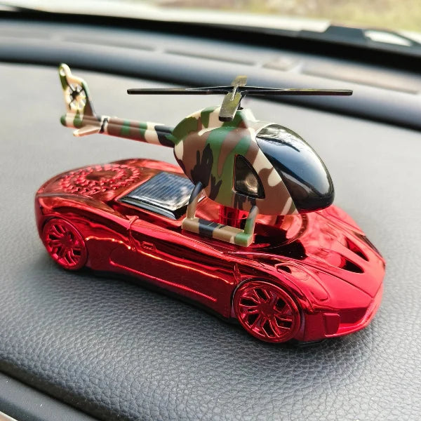 Car Dashboard Solar Air Freshener Racing Car with Helicopter with Refill Perfume