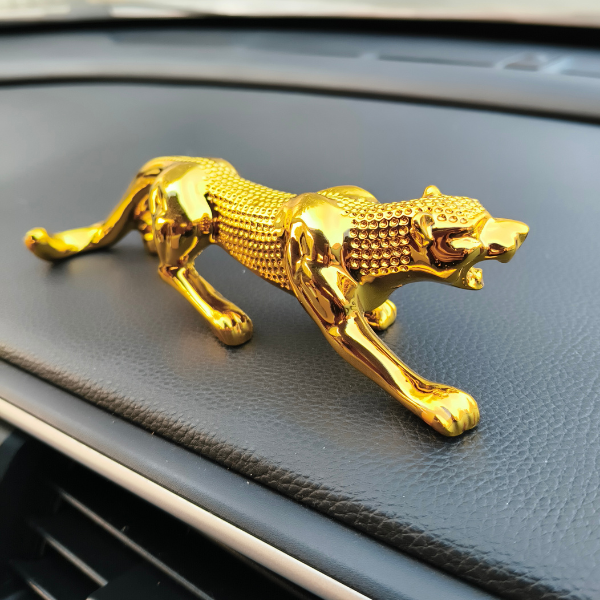 Leopard Golden Sculpture Dashboard Decoration With Double Tape