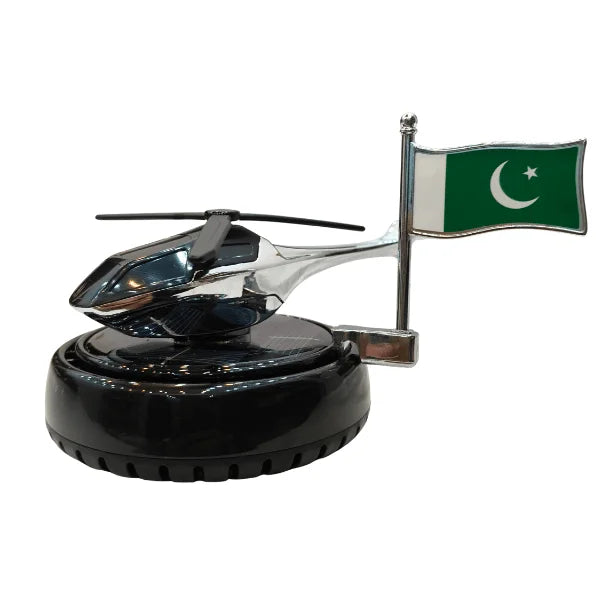 Car Dashboard Solar Air Freshener Helicopter & Flag with Refill Perfume