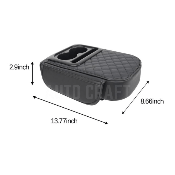 Universal Car Center Console Armrest Cushion with Cup Holder - Black