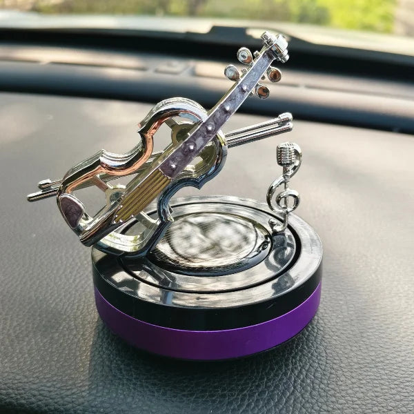 Car Dashboard Solar Air Freshener Guitar with Refill Perfume