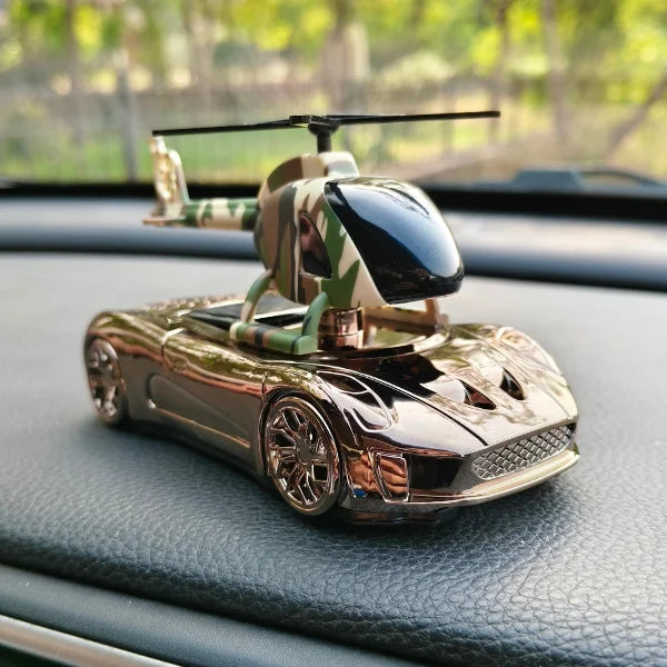 Car Dashboard Solar Air Freshener Racing Car with Helicopter with Refill Perfume