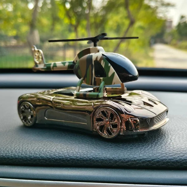 Car Dashboard Solar Air Freshener Racing Car with Helicopter with Refill Perfume