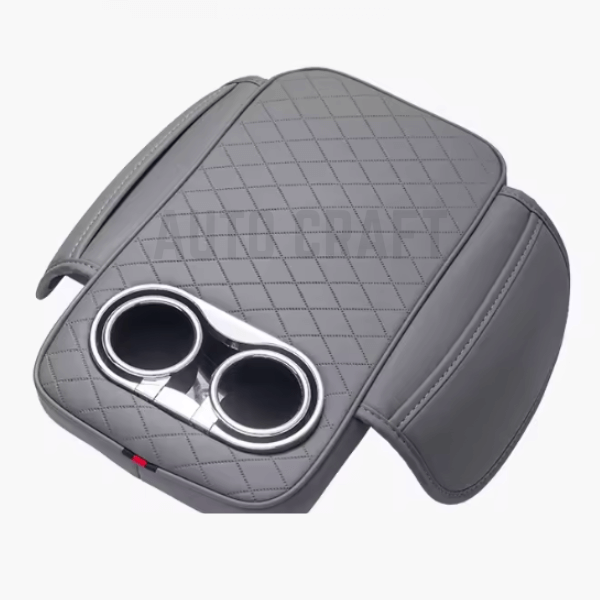 Universal Car Center Console Armrest Cushion with Cup Holder - Grey