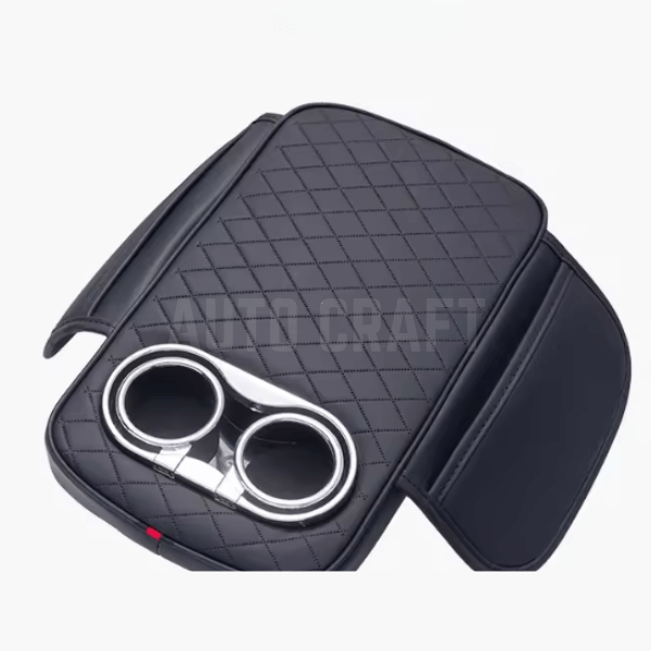 Universal Car Center Console Armrest Cushion with Cup Holder - Black
