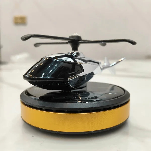 Car Dashboard Solar Air Freshener Helicopter with Refill Perfume