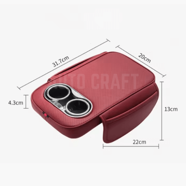 Universal Car Center Console Armrest Cushion with Cup Holder - Red