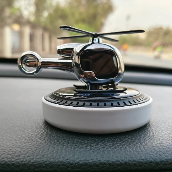 Car Dashboard Solar Air Freshener Helicopter with Refill Perfume