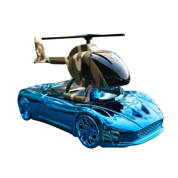 Car Dashboard Solar Air Freshener Racing Car with Helicopter with Refill Perfume