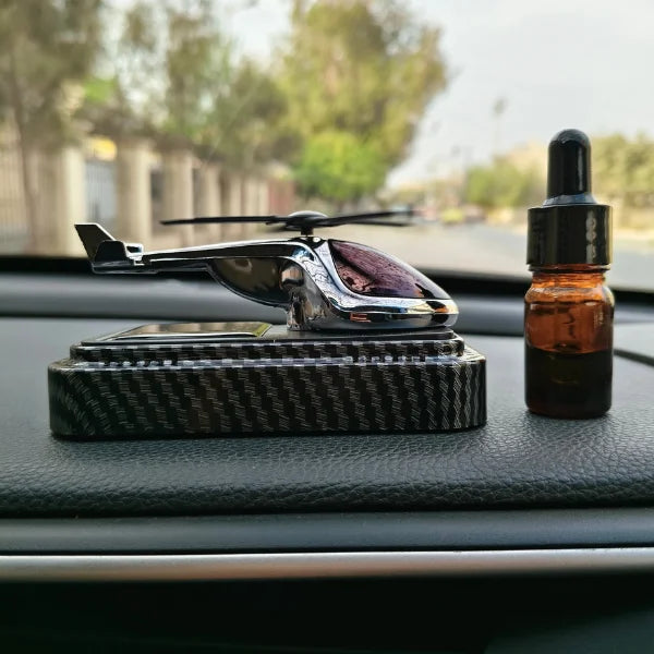 Car Dashboard Solar Air Freshener Helicopter with Refill Perfume