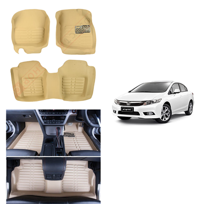Honda Civic 5D Floor Mats Beige 2013-2016 Models