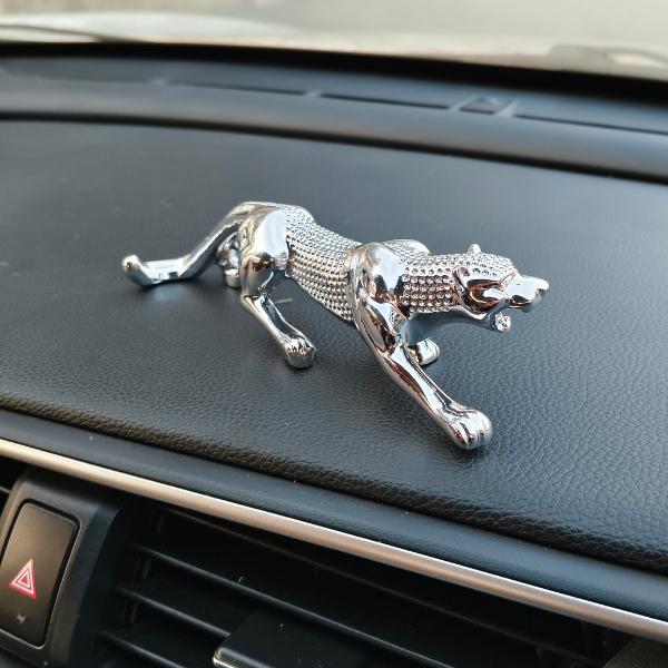Leopard Silver Sculpture Dashboard Decoration With Double Tape