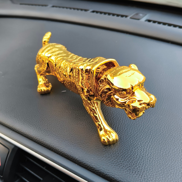 Lion Golden Sculpture with Moving Neck Dashboard Decoration With Double Tape
