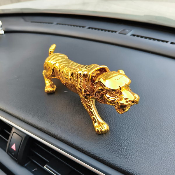 Lion Golden Sculpture with Moving Neck Dashboard Decoration With Double Tape