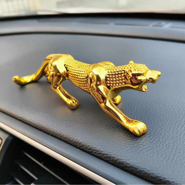 Leopard Golden Sculpture Dashboard Decoration With Double Tape
