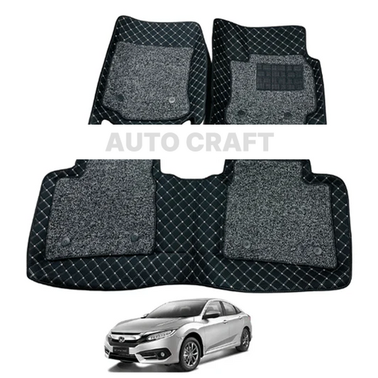 Honda Civic 8D Floor Mats | 3 Pcs | Model 2017-2023 | Civic Best Floor Mats | Civic 8D Floor
