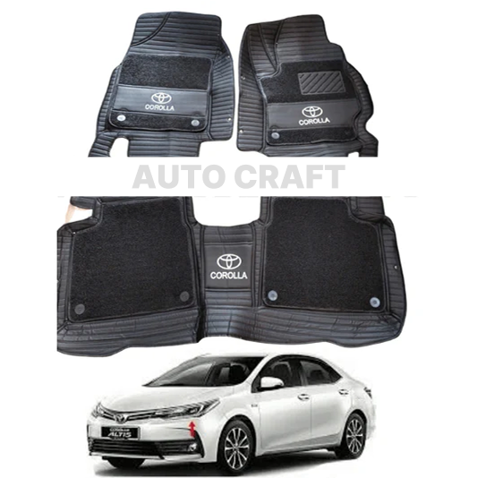 Toyota Corolla 9D Floor Mats with Black Grass | 3 Pcs | Corolla Best Floor Mats | Corolla 9D Floor