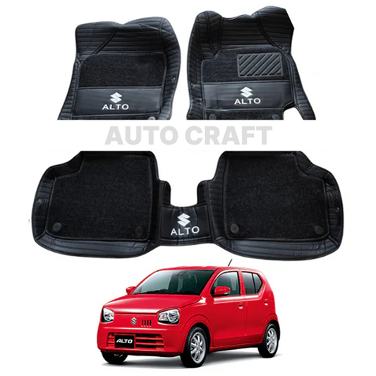 Suzuki Alto 9D Floor Mats with Black Grass | 3 Pcs | Alto Best Floor Mats | Alto 9D Floor