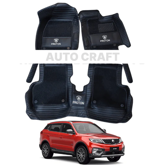 Proton X70 9D Floor Mats with Black Grass | 3 Pcs | X70 Best Floor Mats | X70 9D Floor