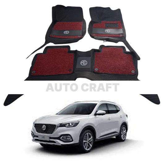 MG HS 9D Floor Mats with Red Grass | 3 Pcs | HS Best Floor Mats | HS 9D Floor