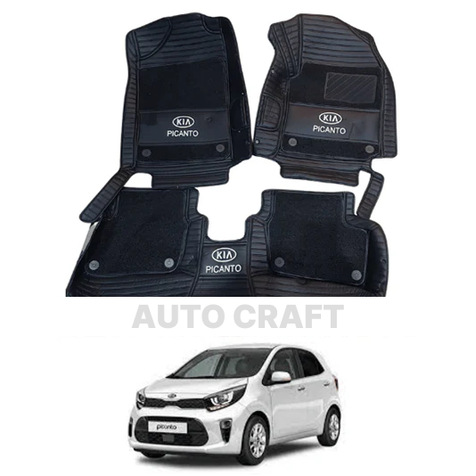 KIA Picanto 9D Floor Mats with Black Grass | 3 Pcs | Picanto Best Floor Mats | Picanto 9D Floor