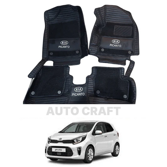 KIA Picanto 9D Floor Mats with Black Grass | 3 Pcs | Picanto Best Floor Mats | Picanto 9D Floor