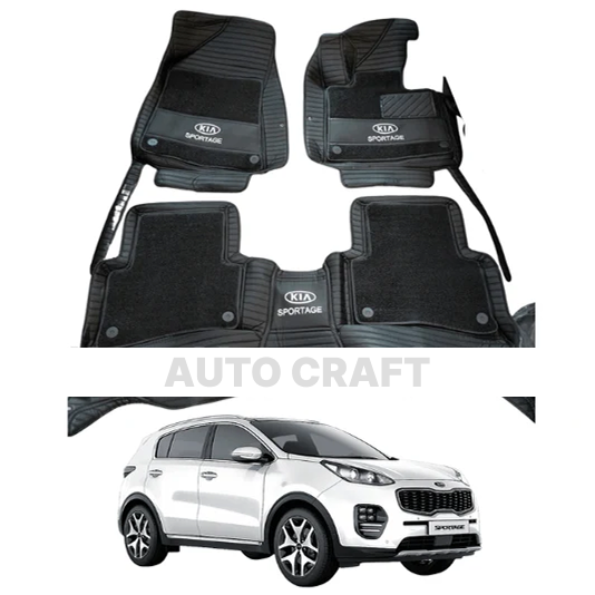 KIA Sportage 9D Floor Mats with Black Grass | 3 Pcs | Sportage Best Floor Mats | Sportage 9D Floor