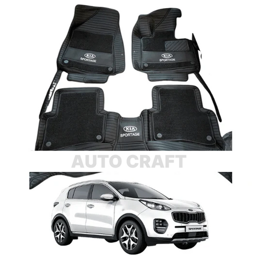 KIA Sportage 9D Floor Mats with Black Grass | 3 Pcs | Sportage Best Floor Mats | Sportage 9D Floor