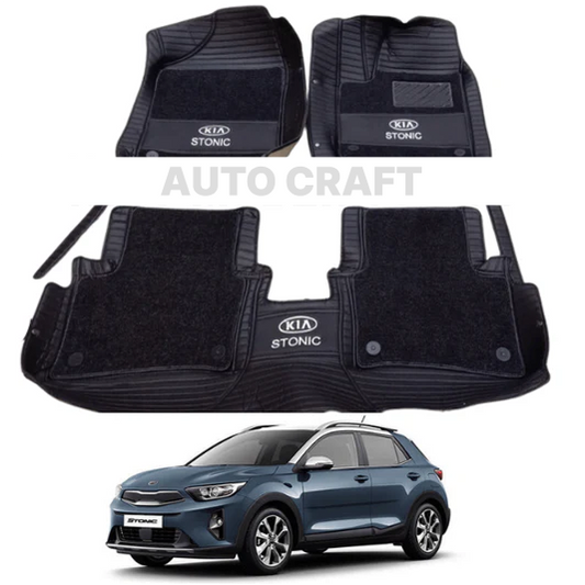 KIA Stonic 9D Floor Mats with Black Grass | 3 Pcs | Stonic Best Floor Mats | Stonic 9D Floor