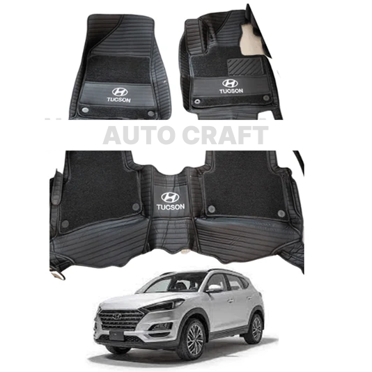 Hyundai Tucson 9D Floor Mats with Black Grass | 3 Pcs | Tucson Best Floor Mats | Tucson 9D Floor