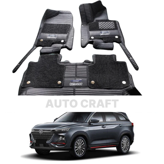 Changan Oshan X7 9D Floor Mats with Black Grass | 3 Pcs | Oshan X7 Best Floor Mats | Oshan X7 9D Floor