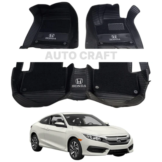 Honda Civic 9D Floor Mats with Black Grass | 3 Pcs | Civic Best Floor Mats | Civic 9D Floor | Model 2017 - 2021