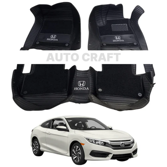 Honda Civic 9D Floor Mats with Black Grass | 3 Pcs | Civic Best Floor Mats | Civic 9D Floor | Model 2017 - 2021