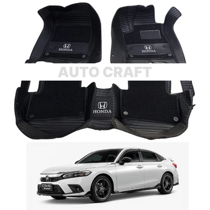 Honda Civic 9D Floor Mats with Black Grass | 3 Pcs | Civic Best Floor Mats | Civic 9D Floor | Model 2022 - 2023