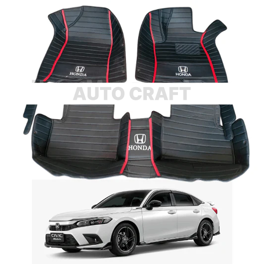 Honda Civic 9D Floor Mats | 3 Pcs | Civic Best Floor Mats | Civic 9D Floor | Model 2022 - 2023