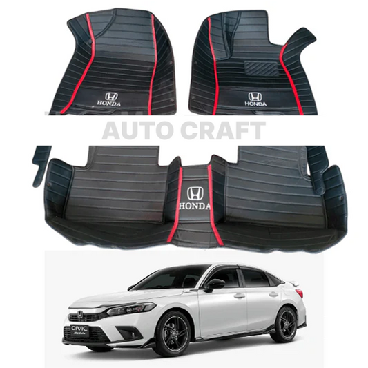 Honda Civic 9D Floor Mats | 3 Pcs | Civic Best Floor Mats | Civic 9D Floor | Model 2022 - 2023