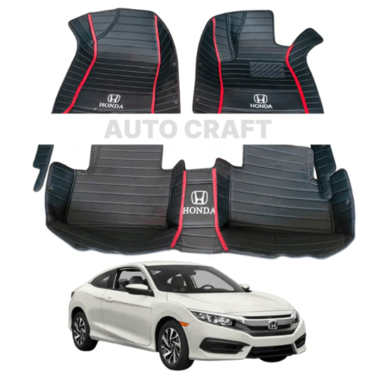Honda Civic 9D Floor Mats | 3 Pcs | Civic Best Floor Mats | Civic 9D Floor | Model 2017 - 2021