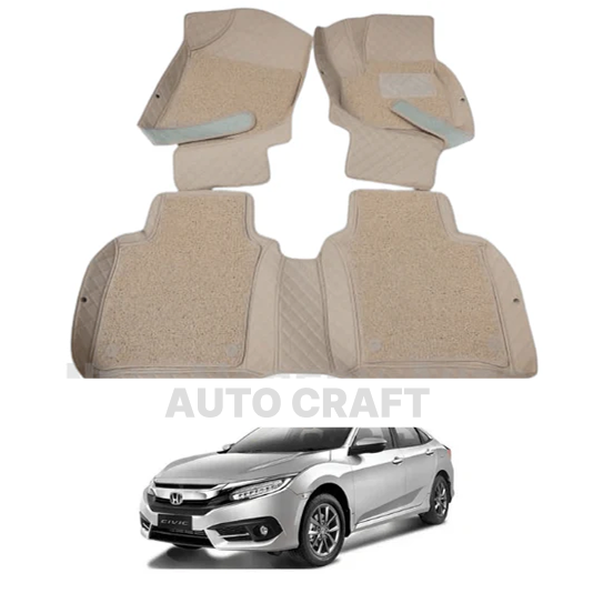 Honda Civic 9D Floor Mats | 3 Pcs | Model 2017-2022 | Civic Best Floor Mats | Civic 9D Floor